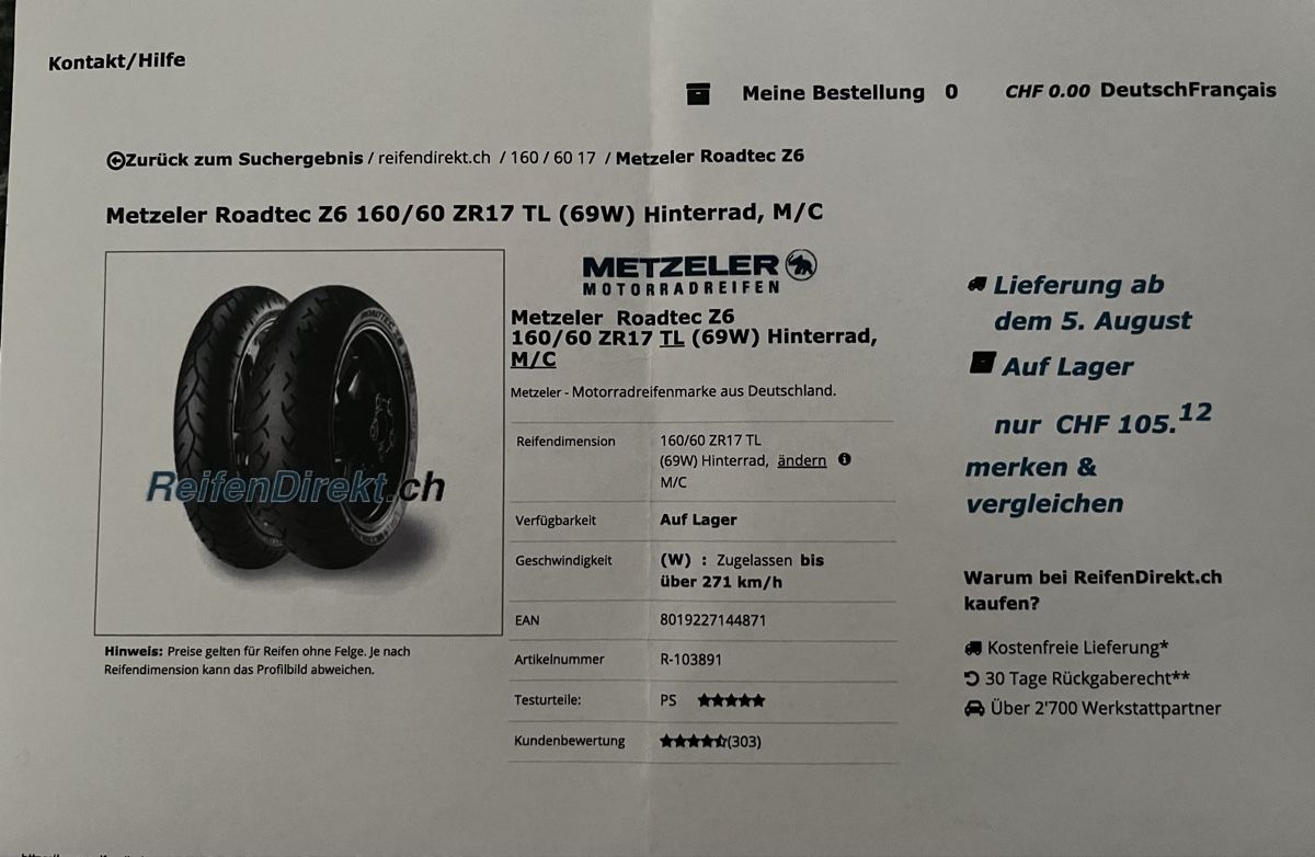 Sonstiges Fahrzeugzubehör: Motorradreifen  – Neu (gemäss Beschreibung) aus Gretzenbach von Centaurov10 3