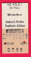 KARTON BILLETT, WINTERTHUR - THALHEIM-ALTIKON,2.KLASSE,RETOU