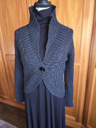 Cardigan lana boho grigio piombo