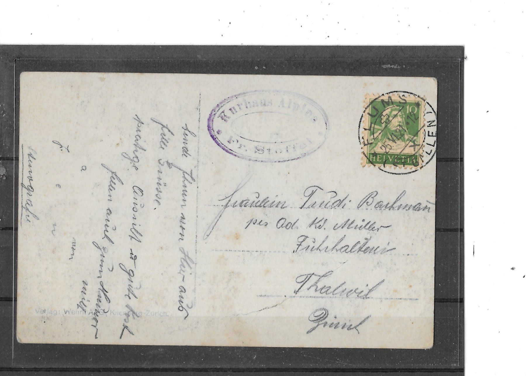 Cartoline postali: SG Flums 1921 Kurhaus Alpina – Usato da Schocherswil venduto da Wilare 1