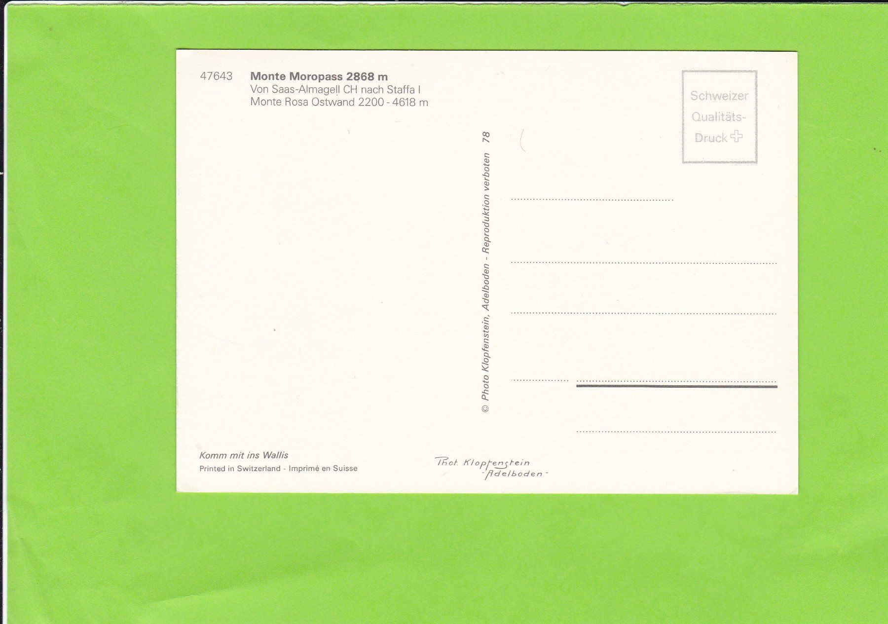 Cartoline postali: Monte Moropass – Usato da St. Peterzell venduto da neckertal 1