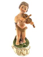 Engelhafte Geigenspieler Figur und Blumenvase, gebraucht