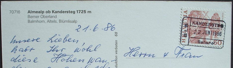 Cartoline postali: KANDERSTEG Almealp - Käse - Stempel Bahn BLS – Usato da Jona venduto da philajona 1