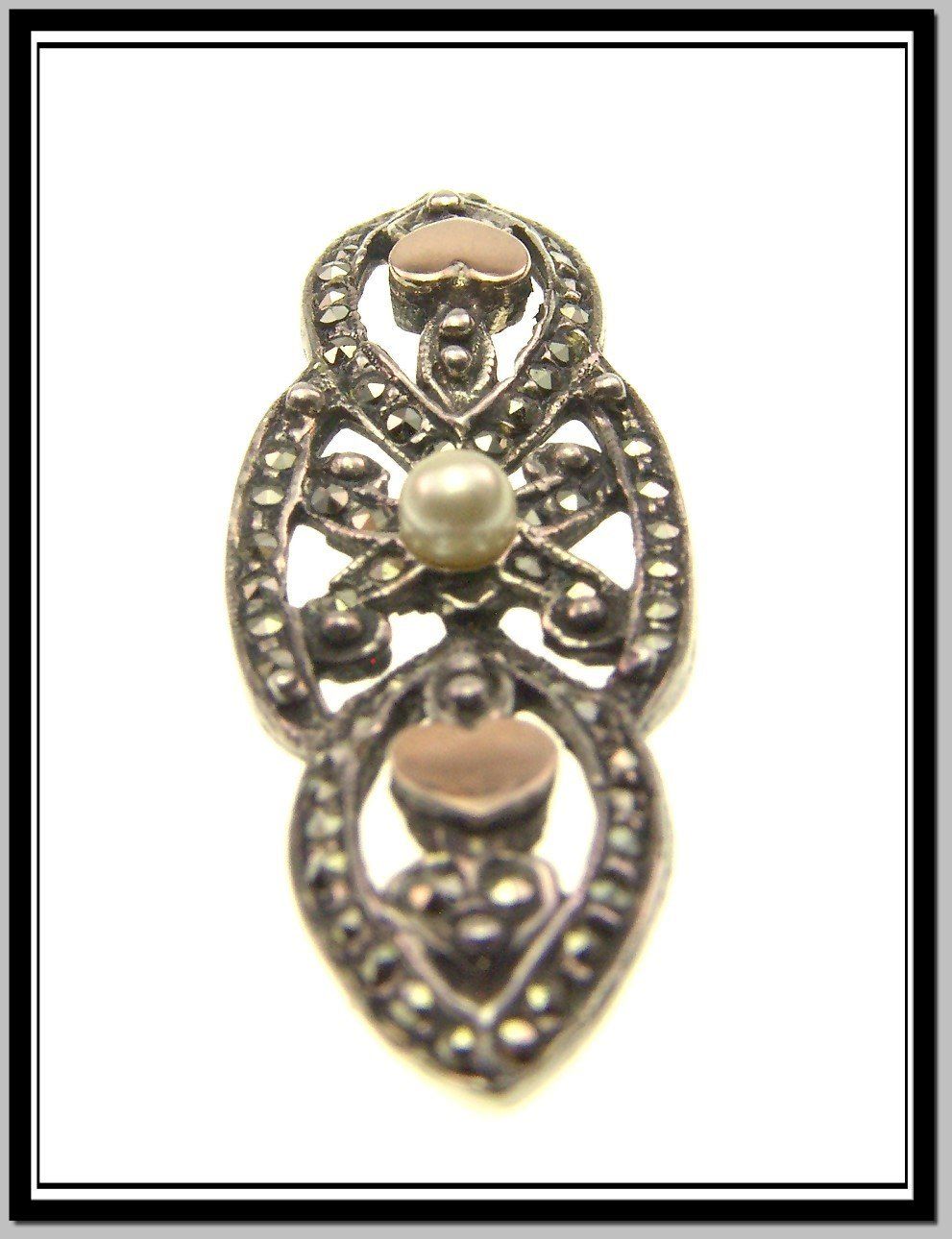 Broschen & Nadeln: Jugendstil Silberbrosche / vergoldet mit Markasiten / Perle – Gebraucht aus Schmitten FR von la_luna_blue 3