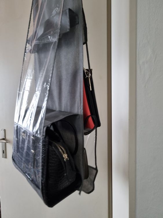 Handtaschen-Organizer Für Den Schrank – 8 Fächer, Faltbar, Mit Haken – Ordnung Für Taschen, Schals, Schuhe