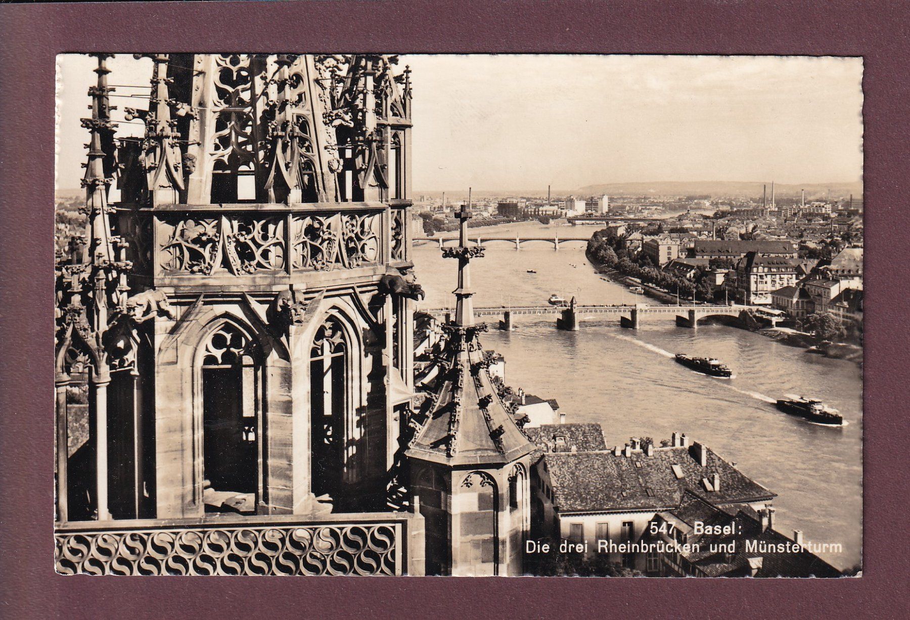Cartoline postali: BASEL - 3 Rheinbrücken - 1959 – Usato da Pully venduto da nicecards