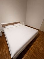Holzbett 180 × 200 cm mit Lattenrost – weiss und Holz Optik