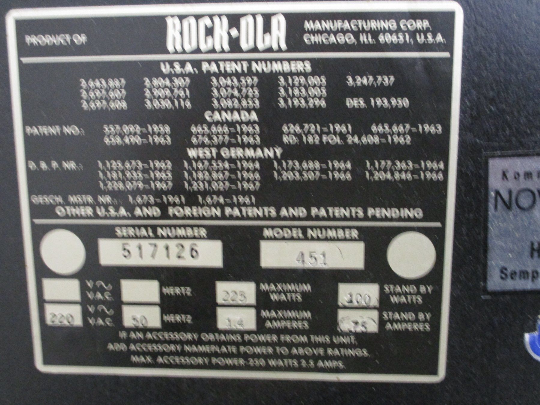 Rock-Ola Jukebox: Musikbox Rock Ola Modell 451 – Usato da Tübach venduto da Edgar82 5