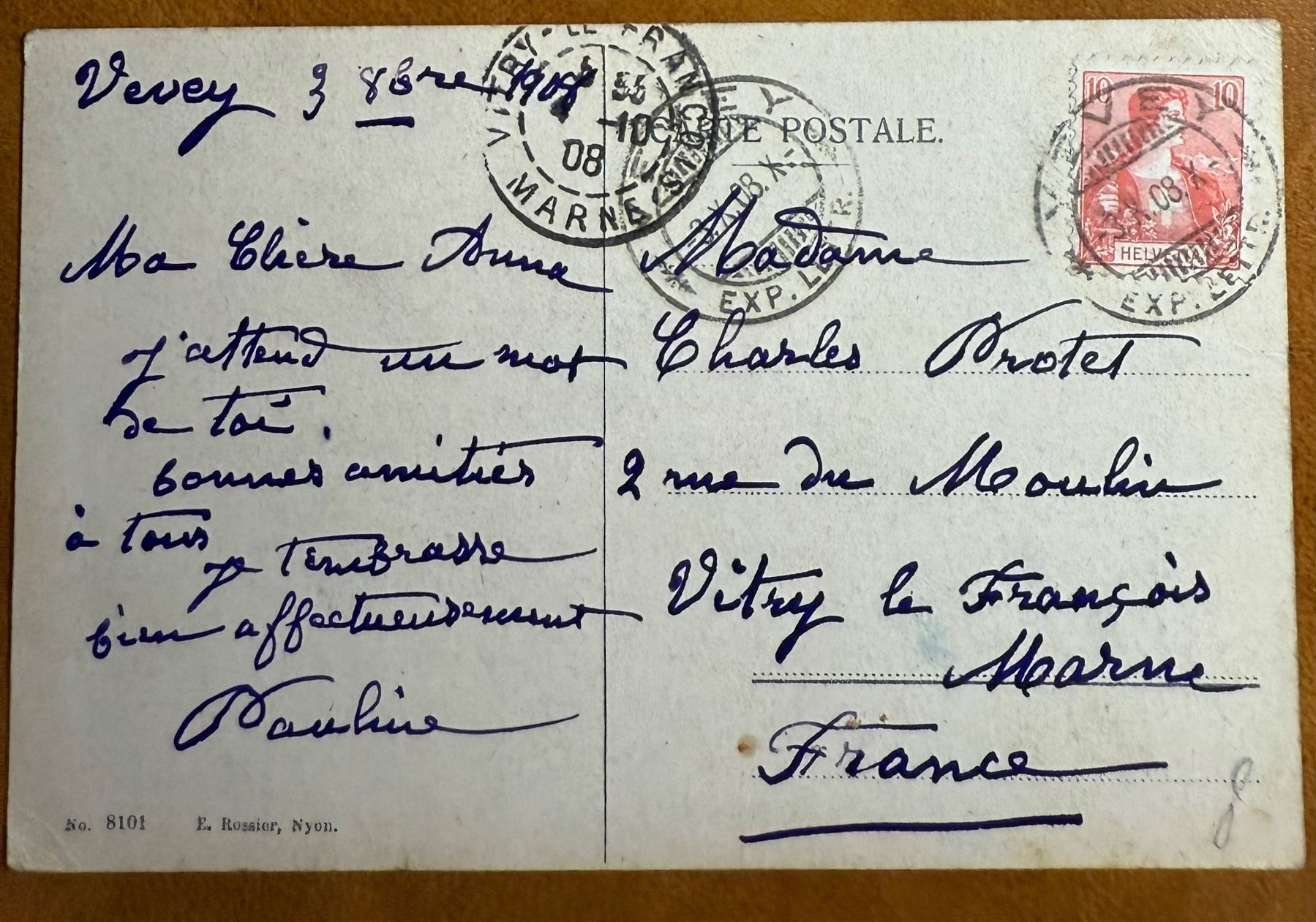 Ansichtskarten: Aigle - Belle vue du Château 1908 – Gebraucht aus Lutry von Ediego 1
