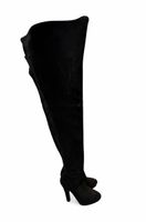 Alaia Paris Boots Black Suede Size 37.5 Over The Knee Heel
