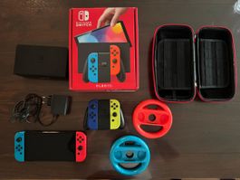 Nintendo Switch OLED mit 4 Joycons