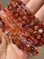 Sehr klares Rote Hematoid-Quarz-Armband, 8 mm