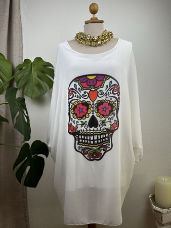 Tunique motif crâne coloré blanc taille unique neuf