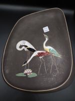 Grosse Vintage Keramik Schale Fischreiher Handarbeit