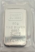 50 g Silver 999.0  Crédit Suisse numéroté Neuf silberbarren