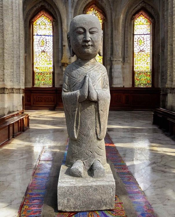 Kleine Buddha-Statue Aus Sandstein - Zen Mönch Als Kerzenhalter Deko