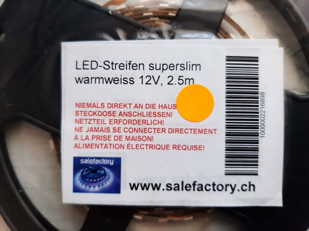 Modelleisenbahnen: LED-Streifen superslim warmweiss 12 V 2.5 Meter – Neu (gemäss Beschreibung) aus Thun von Schwarzsee48 2