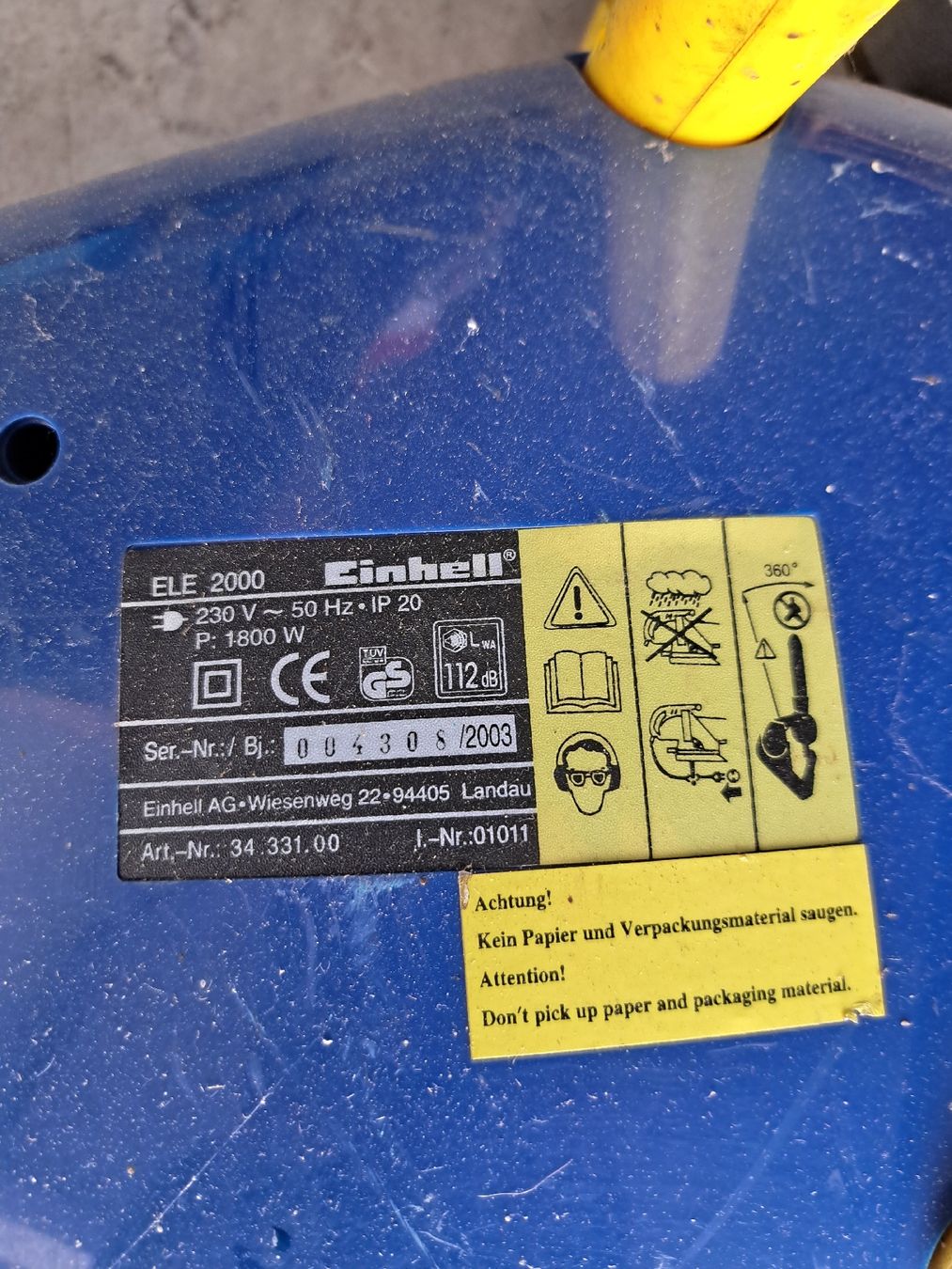 Einhell Soffiatori & Aspiratori per foglie: Laubsauger Einhell ELE 2000 blau gebraucht 1800W – Usato da Adligenswil venduto da ala_xc8k 1