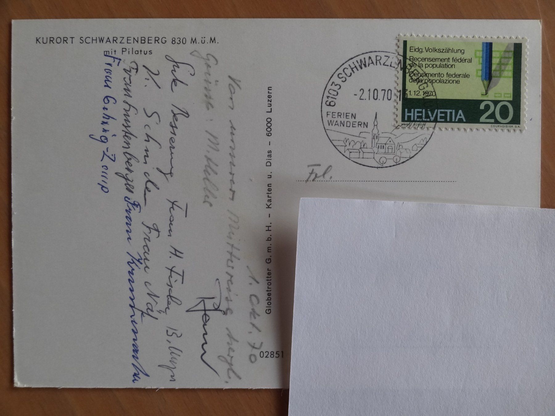 Cartoline postali: Schwarzenberg - Lucerne 1970 – Usato da St Léonard venduto da Riglin 1