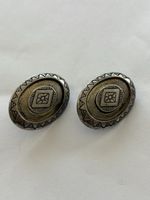 Ohrclips Oval mit Muster silberfarben 2 Stück gebraucht