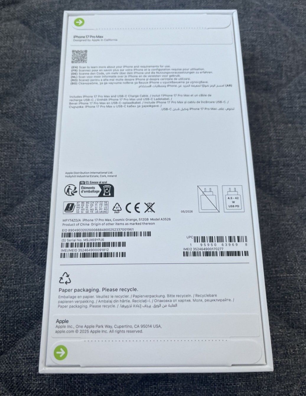 Apple Telefoni cellulari / Smartphones: IPHONE 17 PRO MAX 512GB COSMIC ORANGE NEUE – Usato da Port venduto da hei_7gny 2