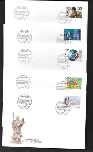 Tutti i francobolli: 5 FDC 770 - 774 Serie Einzelmarken ET Bern 7.3.1989 – Nuovo (secondo la descrizione) da Olten venduto da clotaldi