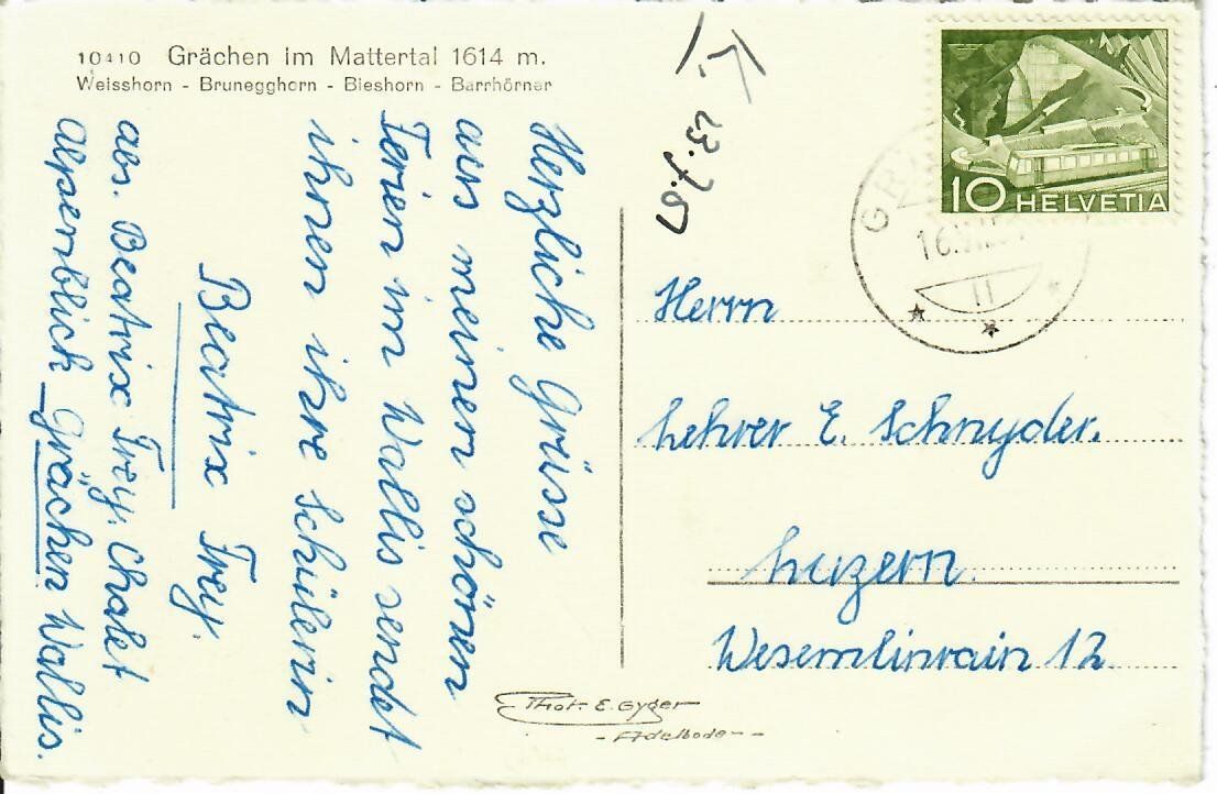 Cartoline postali: Grächen im Mattertal – Usato da Hochdorf venduto da Ziegel-16 1