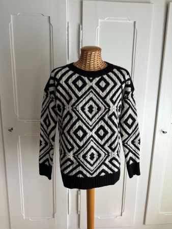 MANGO - Strickpullover schwarz-weiss S