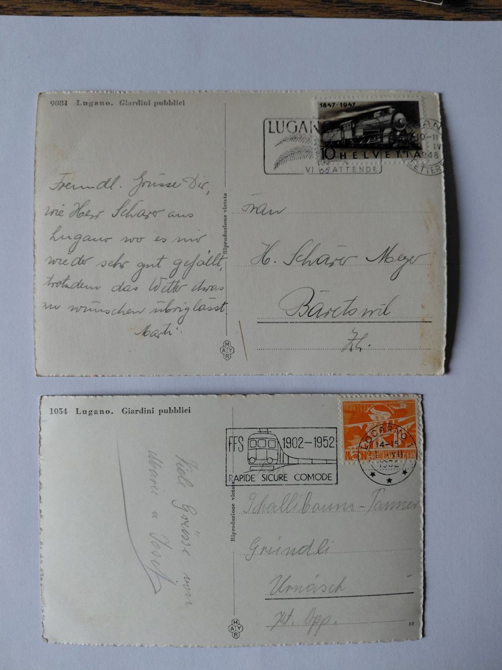 Cartoline postali: Lugano Tessin: Zwei seltene, alte Ansichtskarten, Top! – Usato da Wattwil venduto da yburgler 1