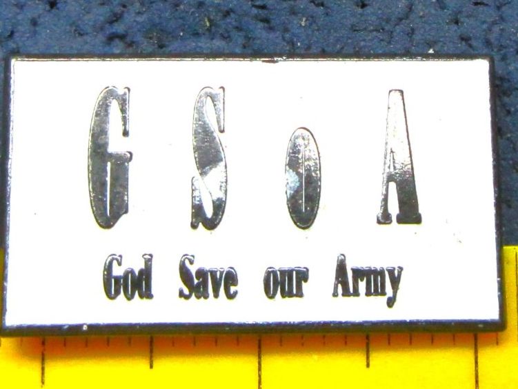Swiss Placchette & Badge: GSOA PIN GOD SAVE YOUR ARMY – Usato da Ettingen venduto da Hausi4711 1