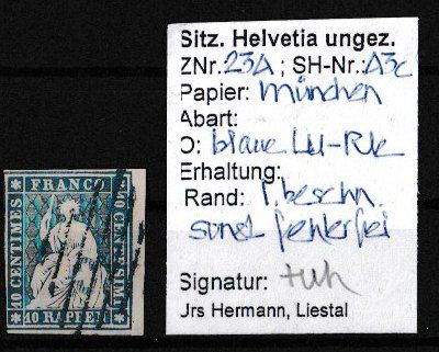 Tutti i francobolli: Strubel 23a Blaue Luzerner Raute mit Befund – Usato da Schaffhausen venduto da raphi31 2