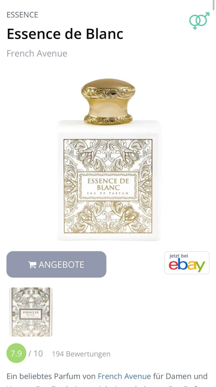 Profumi & Eau de Toilette: French Avenue ESSENCE DE BLANC EDP5ML. – Usato da Zürich venduto da deruja 1