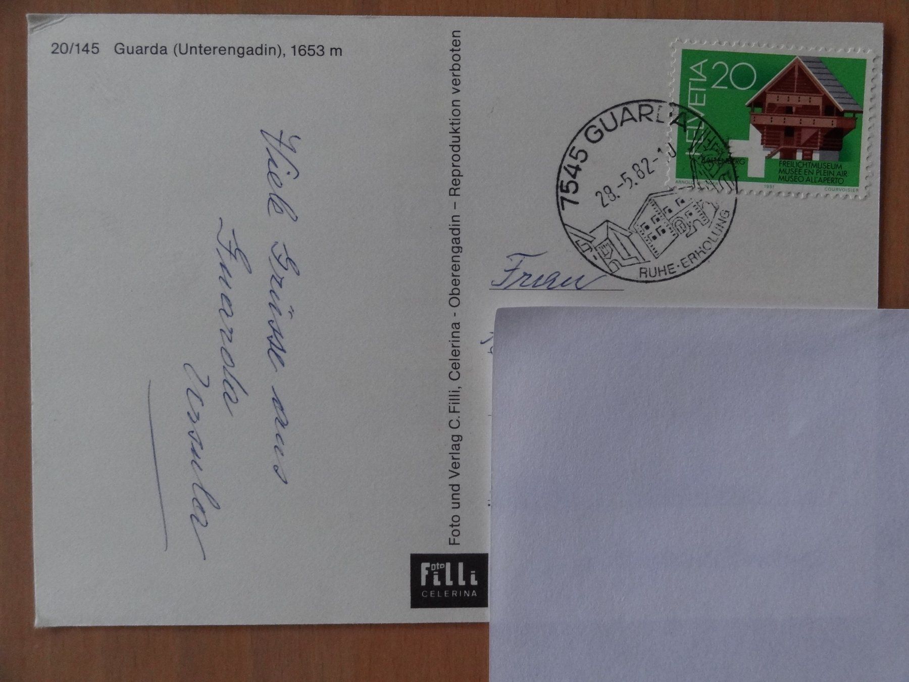 Cartoline postali: Guarda Engadine 1982 – Usato da St Léonard venduto da Riglin 1