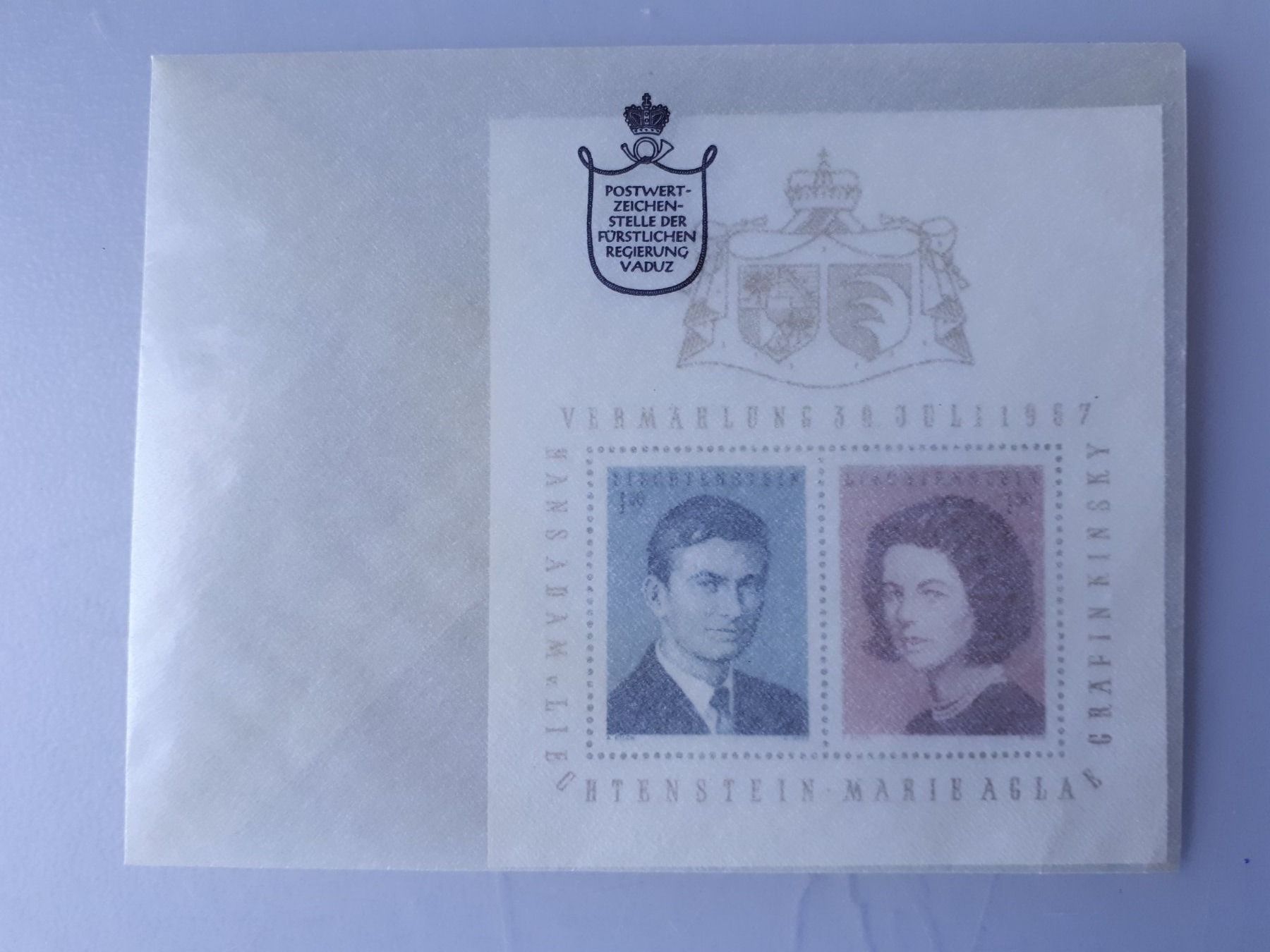 Tutti i francobolli: Liechtenstein Block, Vermählung 30. Juli 1967,postfrisch – Nuovo e nell'imballaggio originale da Seewen SZ venduto da SuperpumaDisplayTeam 5