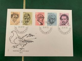 Ersttagsbrief Schweiz 1972 Portraits gebraucht guter Zustand