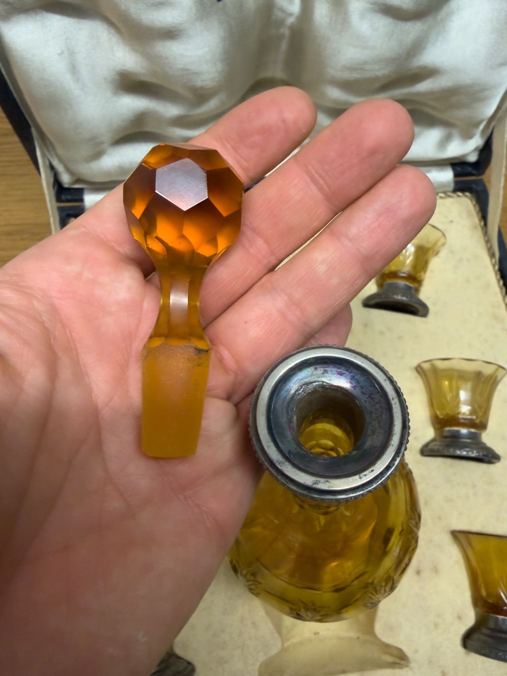 Caraffe: Antikes Likörset Karaffe + 6 Gläser 800 Silber – Usato da Zürich venduto da stevocem 2