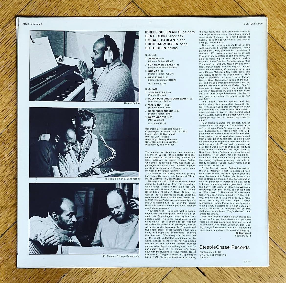 Schallplatten: Arrival Horace Parlan 1974 – Denmark – Gebraucht aus Basel von porkpierecords 2