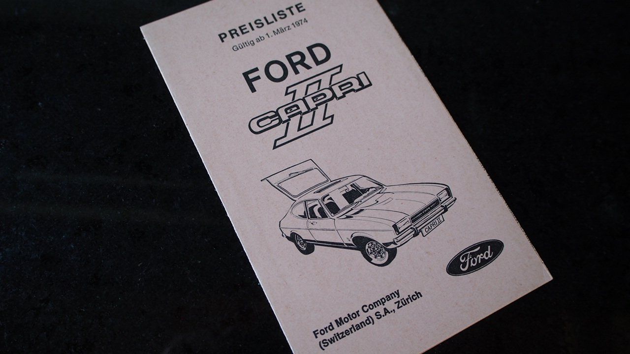 Ford Documenti: Ford Capri II Preisliste 1.3.1974 – Usato da Zofingen venduto da sosalinos01