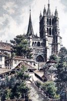 RADIERER (Swiss, 20. Jh.) Lausanne, Kathedrale, um 1940
