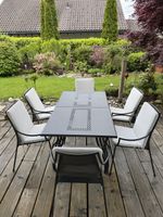 Gartentisch mit 6 Stühlen (90x159 + 50 cm) MAZUVO🇨🇭Polster