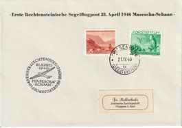 1946, Beleg von der 1. LIC Segelflugpost Masescha-Schaan