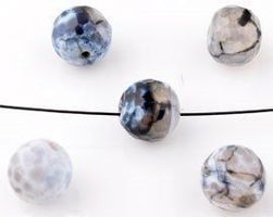 Achat Perlen 20 Stück 8mm, schwarz-weiss