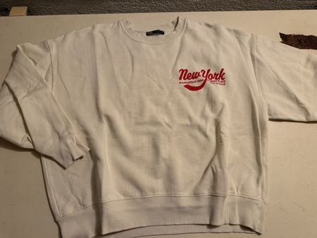 ZARA Pullover New York Weiss Grösse M guter Zustand