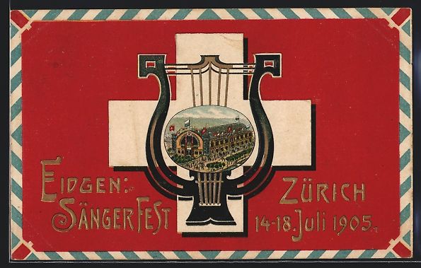 Ansichtskarten: Zürich, Eidgen. Sängerfest 1905 - Fest – Gebraucht aus Berlin von bartko-reher