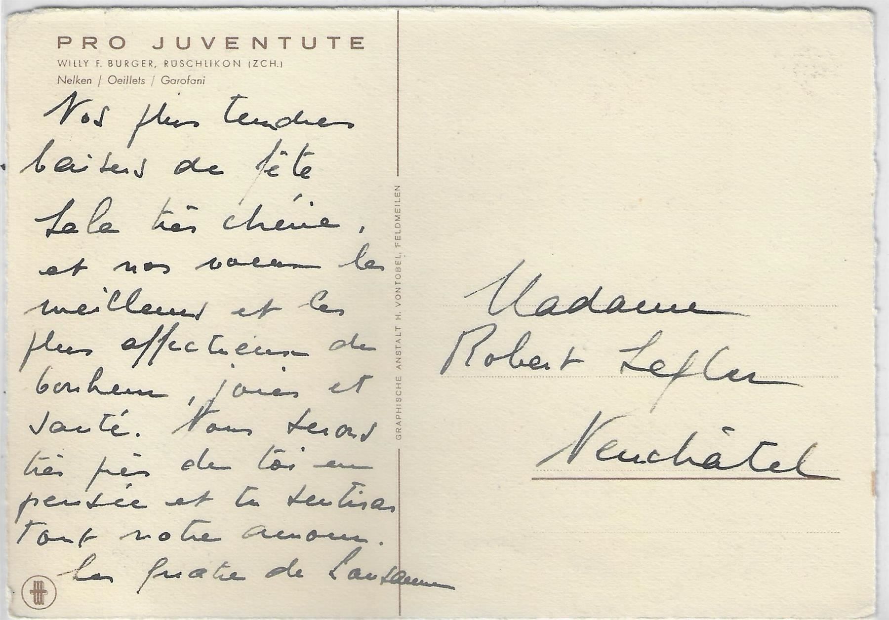 Cartoline postali: Pro Juventute Karte - Nelken, Oeillets – Usato da Ettingen venduto da Kartenplanet 1