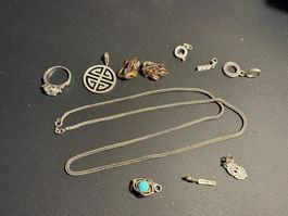 43 Gramm, 925 Silber, gemischte Schmuckstücke