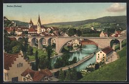 AK Baden, Die Neue Brücke, 1929