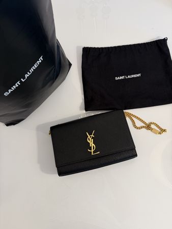 Saint Laurent Tasche schwarz goldfarbene Hardware neuwertig