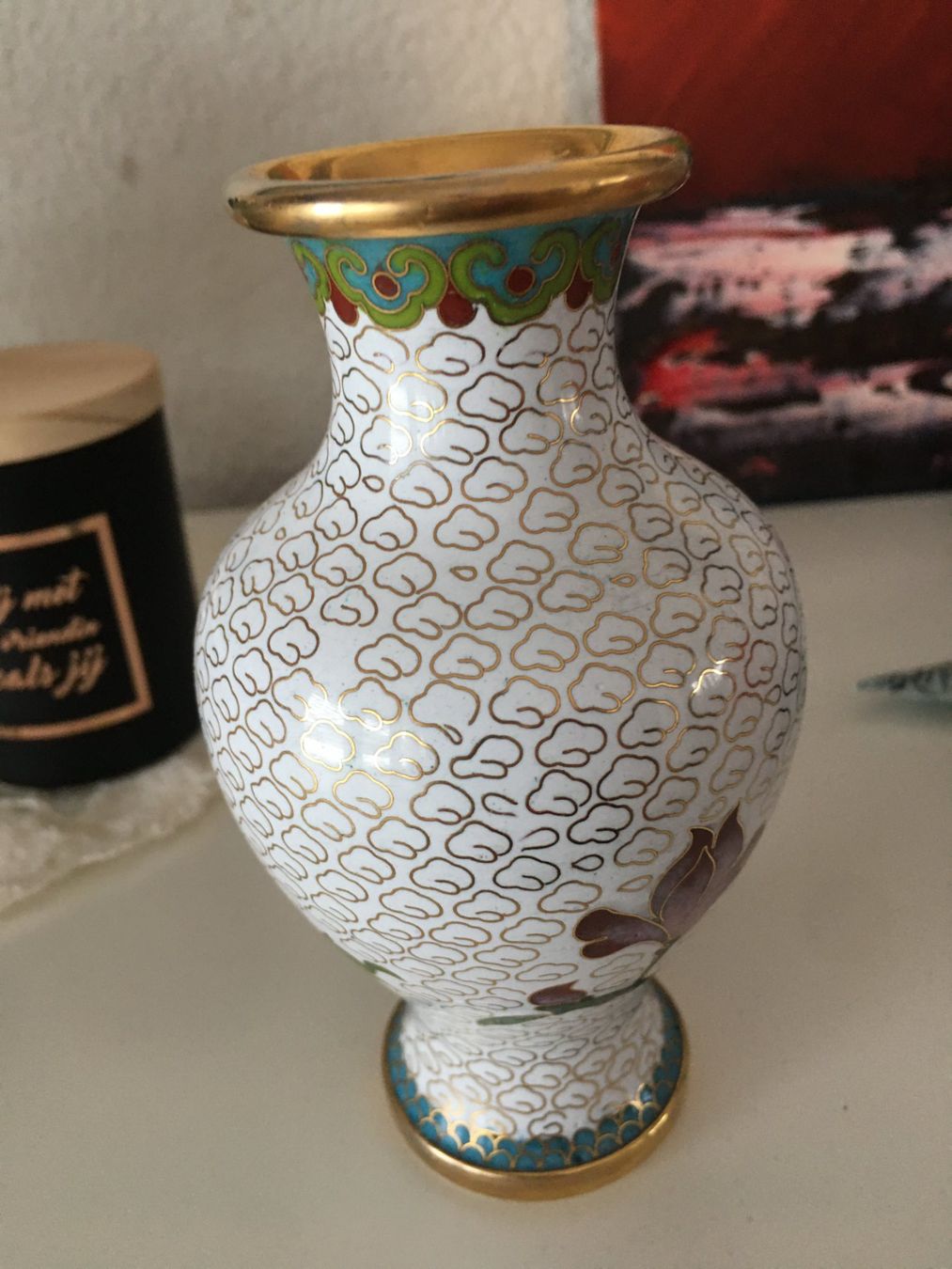 Vasi & Recipienti: Wunderschöne weisse Cloisonnéevase – Usato da Eich venduto da Jokove63 1