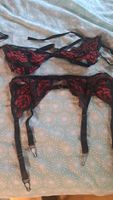 Dessous Set BH und Strumpfhalter rot schwarz gebraucht